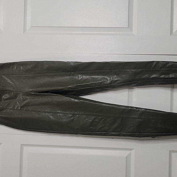 ASOS Olive Green Faux Leather Pants Size Small - Picture 2 of 7